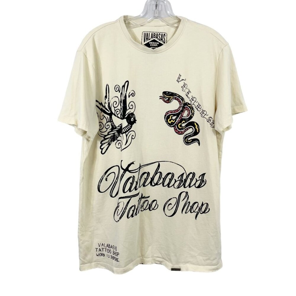 Valabasas Tattoo Shop Stay Strong Snake Studded Crewneck Tee Y2K AOP Size Medium